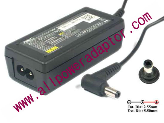 NEC AC Adapter - NEW Original 19V 2.1A 40W, Barrel 5.5/2.5mm, 2-Prong, NEW