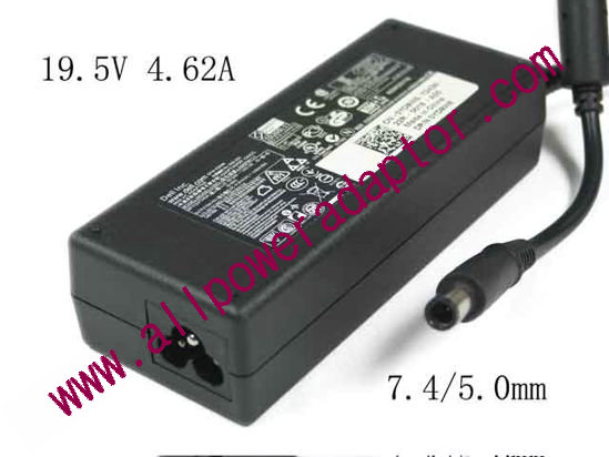 Dell Latitude E5400 AC Adapter - NEW Original 19.5V 4.62A 90W, Barrel 7.4/5.0mm With Pin, 3-Pron