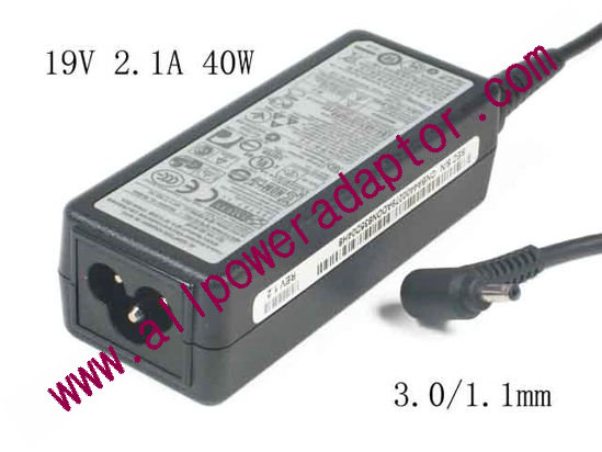 Samsung Laptop NP530U3B ( 530U3B ) AC Adapter - NEW Original 19V 2.1A, 3.0/1.1mm, 3-Prong, New