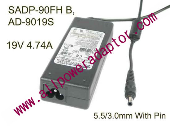 Samsung Laptop P40 AC Adapter - NEW Original 19V 4.74A, 5.5/3.0mm With Pin, 3-Prong, New