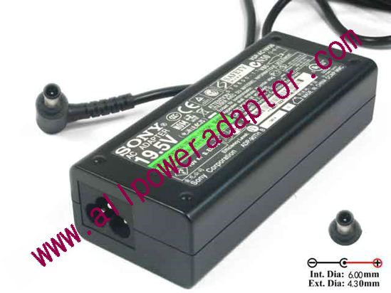 Sony Vaio VGN-CR33 AC Adapter - NEW Original 19.5V 4.7A, 6.0/4.3mm With Pin, 3-Prong, New