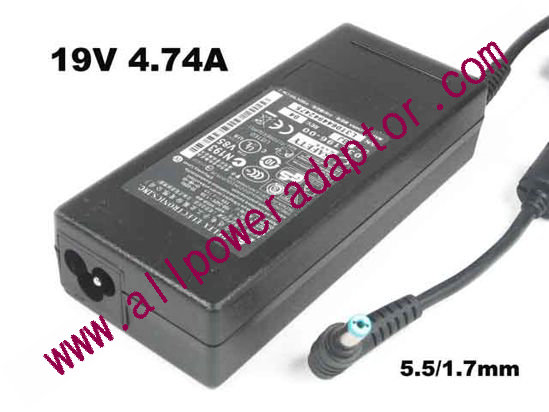 Delta Electronics ADP-90SB BB AC Adapter - NEW Original 19V 4.74A, 5.5/1.7mm, 3-Prong, New