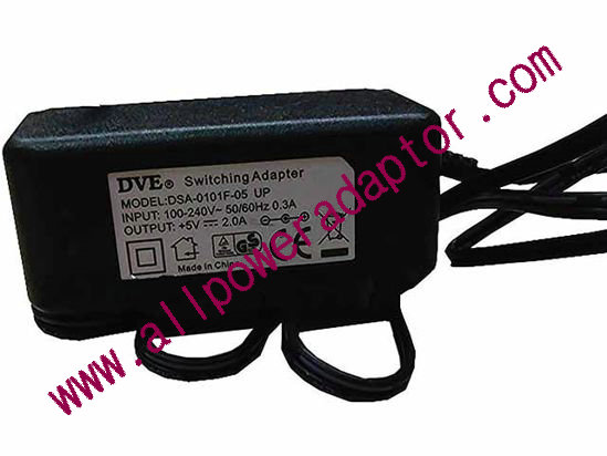 DVE DSA-0101F-05 AC Adapter - NEW Original 5V 2A, 3.5/1.35mm, US 2-Pin