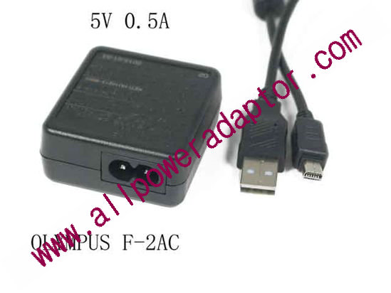 OLYMPUS F-2AC-2A AC Adapter - NEW Original 5V 0.5A,USB, 2-Prong, New