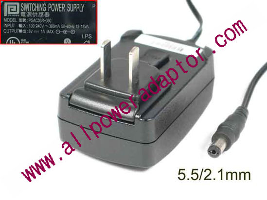 PHIHONG PSAC05R-050 AC Adapter - NEW Original 5V 1A, 5.5/2.1mm, US 2-Pin, New