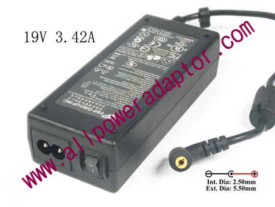 FSP Group Inc FSP065-ASC AC Adapter - NEW Original 19V 3.42A, Barrel 5.5/2.5mm, 2-Prong
