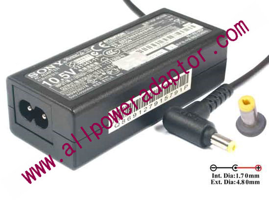Sony Vaio Duo 11 AC Adapter - NEW Original 10.5V 4.3A, 4.8/1/.7mm, 2-Prong, New - Click Image to Close