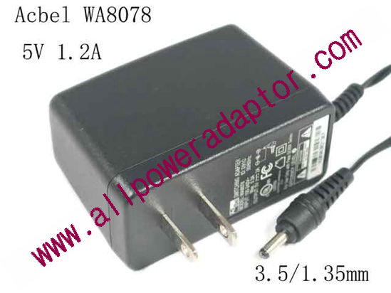 Acbel Polytech WA8078 AC Adapter - NEW Original 5V 1.2A, 3.5/1.3mm, US 2-Pin Plug, New