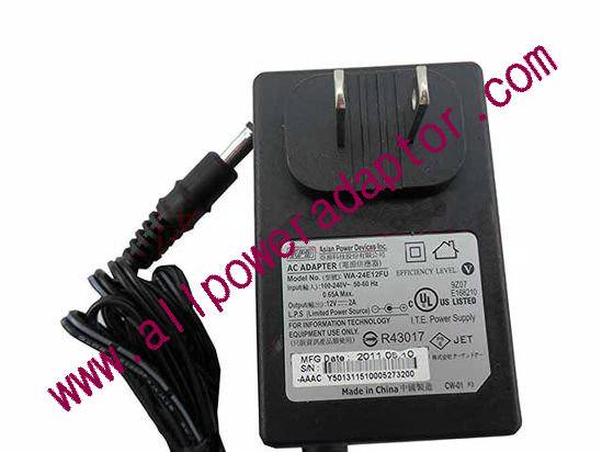 APD / Asian Power Devices APD12V2A AC Adapter - NEW Original 12V 2A, 5.5/2.1mm, US 2-Pin Plug, New
