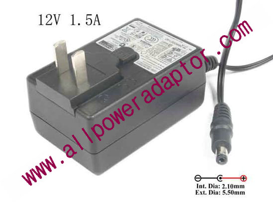APD / Asian Power Devices WA-18H12 AC Adapter - NEW Original 12V 1.5A, Barrel 5.5/2.1mm, US 2-Pin Plug, New