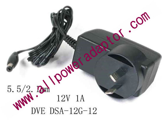DVE DSA-12G-12 AC Adapter - NEW Original 12V 1A, Barrel 5.5/2.1mm, AU 2-Pin Plug