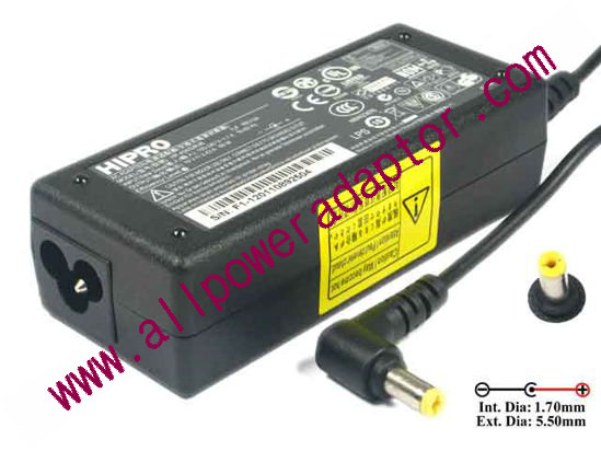 HIPRO HP-A0653R3B AC Adapter - NEW Original 19V 3.42A, 5.5/1.7mm, 3-Prong, New