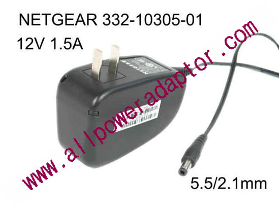 NETGEAR 332-10305-01 AC Adapter - NEW Original 12V 1.5A, 5.5/2.1mm, US 2-Pin Plug