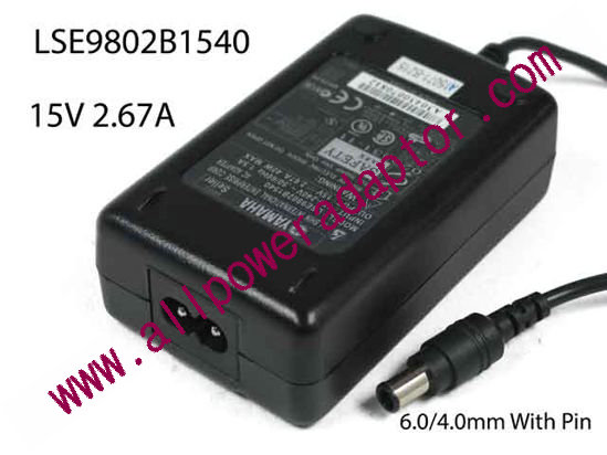 YAMAHA AC to DC (Yamaha) AC Adapter - NEW Original 15V 2.67A, 6.0/4.0mm With Pin, 2-Prong, New