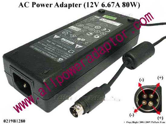 Li Shin 0219B1280 AC Adapter - NEW Original 12V 6.67A, 4-Pin P1