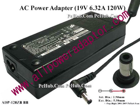 Delta Electronics ADP-120ZB BB AC Adapter - NEW Original 19V 6.32A, 5.5/2.5mm, 3-Prong, New