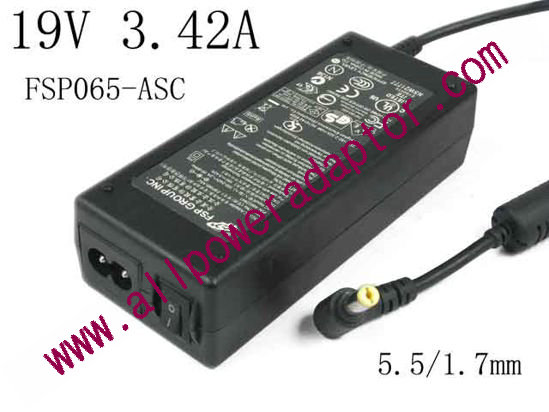 FSP Group Inc FSP065-ASC AC Adapter- Laptop 19V 3.42A, 5.5/1.7mm, 2-Prong