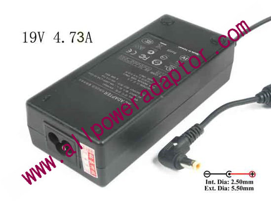 Edac Power EA10953 AC Adapter- Laptop 19V 4.73A, Barrel 5.5/2.5mm, 3-Prong