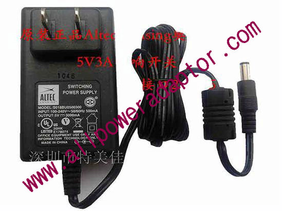 Altec Lancing S018BU0500300 AC Adapter - NEW Original 5V 3A, 5.5/2.1mm, US 2-Pin, New