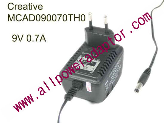Creative MCAD090070TH0 AC Adapter - NEW Original 9V 0.7A, 5.5/2.1mm, EU 2-Pin, New