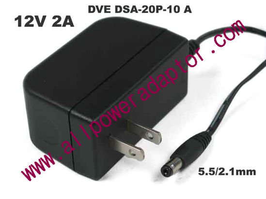 DVE DSA-20P-10 AC Adapter - NEW Original 12V 2A, 5.5/2.1mm, US 2-Pin, New