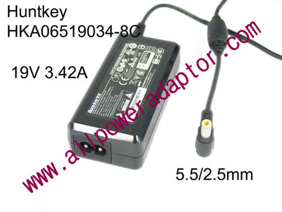 Huntkey HKA06519034-8C AC Adapter - NEW Original 19V 3.42A, 5.5/2.5mm, 2-Prong , New