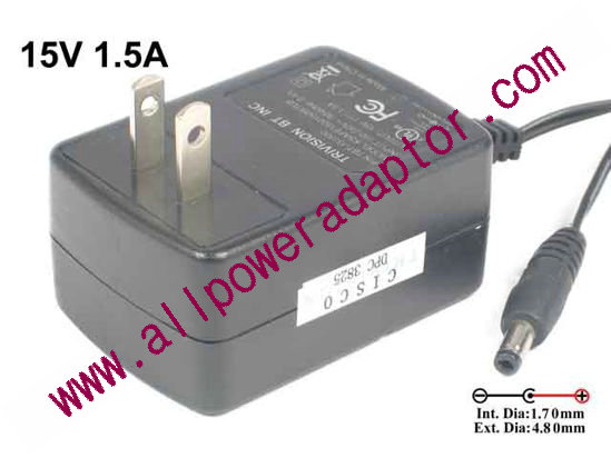 Ktec KSAFE1500150W1US AC Adapter - NEW Original 15V 1.5A, 4.8/1.7mm, US 2-Pin, New