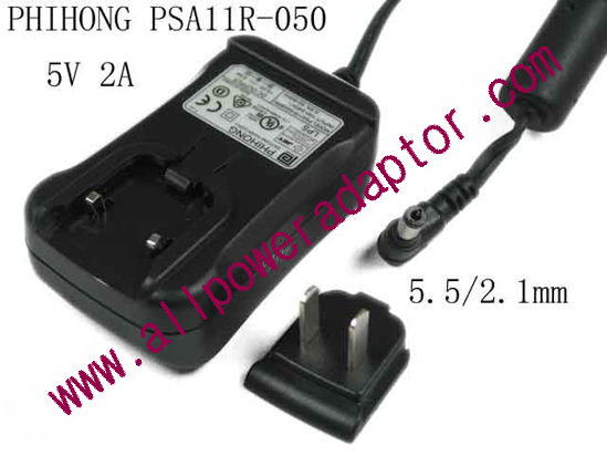 PHIHONG PSA11R-050 AC Adapter - NEW Original 5V 2A, 5.5/2.1mm, US 2-Pin
