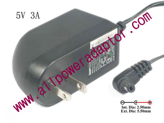 Sunny SYS1308-1505-W2 AC Adapter - NEW Original 5V 3A, 5.5/2.5mm, US 2-Pin, New