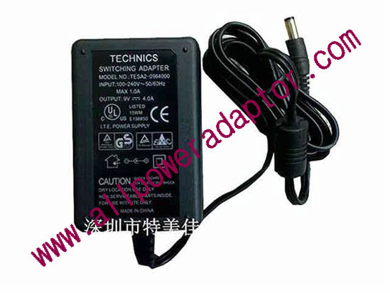 Technics TESA2-0904000 AC Adapter - NEW Original 9V 4A, 5.5/2.5mm, 2-Prong, New