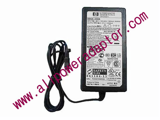 HP AC Adapter- Laptop 0950-4484, 31V 2.42A, 4.8/1.7mm, C14, New