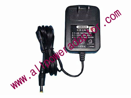Amigo AM-0901000AM41 AC Adapter - NEW Original AM-1500700AM41, 15V 0.7A, 4.7/1.7mm, US 2-Pin