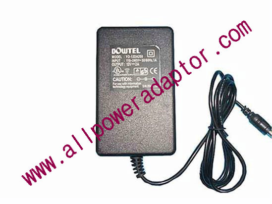 Other Brands DOWTEL AC Adapter - NEW Original YO-12DA200, 12V 2A, 5.5/2.1mm, 2-Prong, New