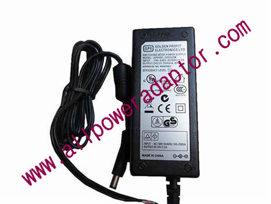 GPE GPE602-240250W AC Adapter - NEW Original GPE602-240250W, 24V 2.5A, 5.5/2.5mm, 2-Prong, New