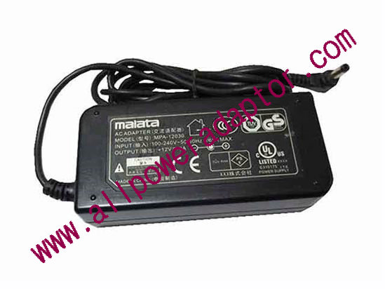 Other Brands Malata AC Adapter - NEW Original MPA-12030, 12V 3A, 4.0/1.7mm, 3-Prong, New