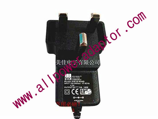 hec / Herolchi HA10-050D AC Adapter - NEW Original HA10-050D, 5V 2A, 5.5/2.5mm, UK 3-Pin, New