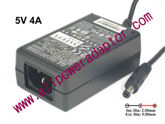 Cisco 3A-204DB05 AC Adapter - NEW Original 5V 4A, Barrel 5.5/2.5mm, IEC C14