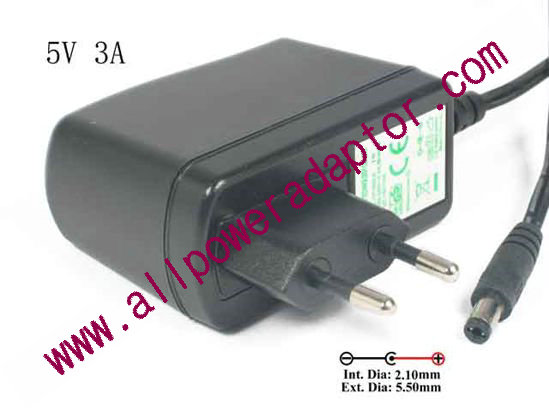 D-Link AC to DC (D-Link) AC Adapter - NEW Original 5V 3A, Barrel 5.5/2.1mm, EU 2-Pin Plug