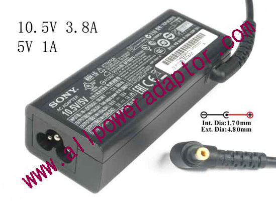 Sony Vaio SVD13 Series/Duo 13 AC Adapter 10.5V/3.8A, 5V/1A, 4.8/1.7mm, 3 Prong