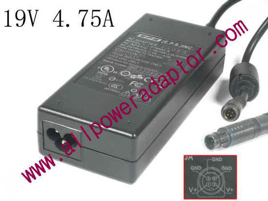 EPS F10903-A AC Adapter- Laptop 19V 4.75A, 4-Pin, 3-Prong, Special 4-Pin