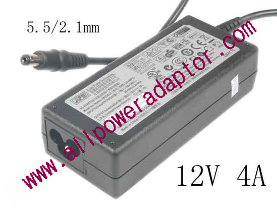 APD / Asian Power Devices DA-48P12 AC Adapter - NEW Original 12V 4A, Barrel 5.5/2.1mm, 3-Prong, New