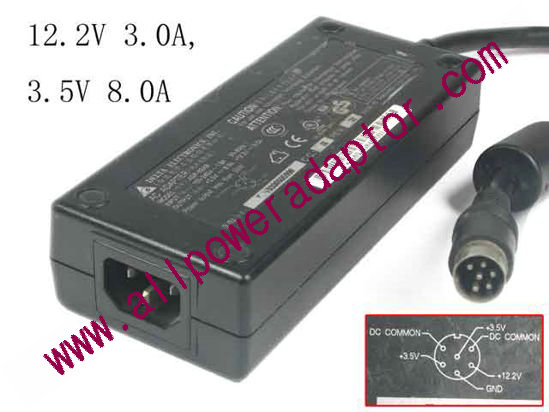 Delta Electronics ADP-62AB AC Adapter- Laptop 12.2V 3.0A, 3.5V 8.0A, 6-Pin Din, IEC C14