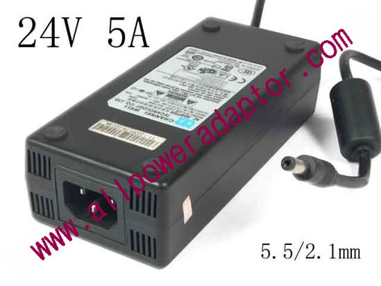 CWT / Channel Well Technology PAC120M AC Adapter - NEW Original 24V 5A Barrel 5.5/2.1mm, IEC C14, Used