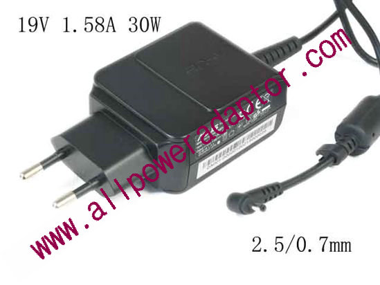 ASUS Eee PC 1015B AC Adapter 13V-19V 19V 1.58A 30W Barrel 2.5/0.7mm, EU 2-Pin Plug,