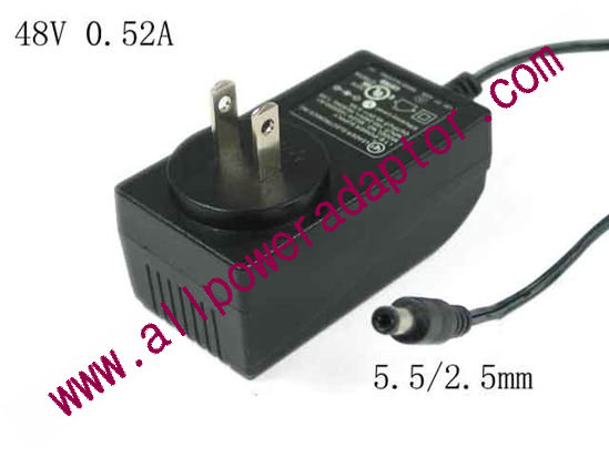 LEI / Leader MU24-1480050-A1 AC Adapter- Laptop 48V 0.5A, Barrel 5.5/2.5mm, US 2 Pin Plug