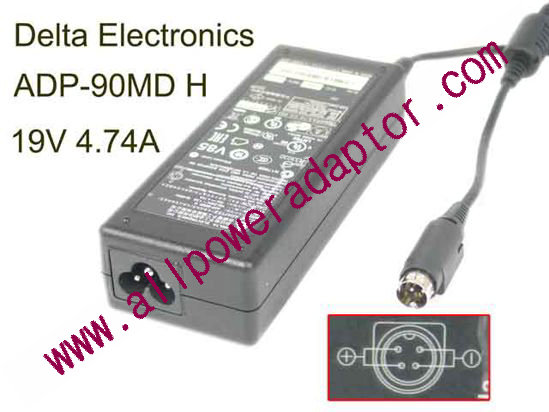 Delta Electronics ADP-90MD AC Adapter- Laptop 19V 4.74A, 4P P3