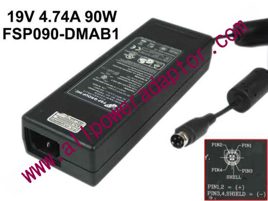 FSP Group Inc FSP090-DMAB1 AC Adapter- Laptop 4-Pin DIN, IEC C14, FSP090-DMAB1