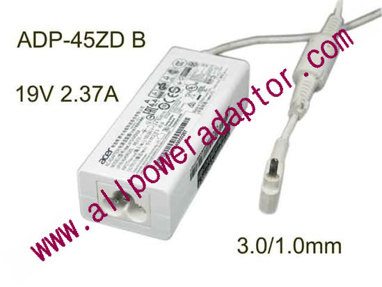 Acer Common Item (Acer) AC Adapter- Laptop 19V 2.37A, 3.0/1.0mm, 3-Prong