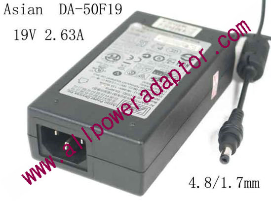 APD / Asian Power Devices DA-50F19 AC Adapter- Laptop 19V 2.63A, Barrel 4.8/1.7mm, IEC C14
