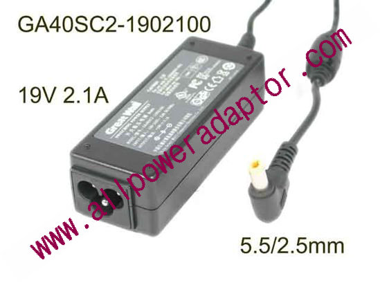 Great Wall GA40SC2-1902100 AC Adapter- Laptop 19V 2.1A, 5.5/2.5mm, 3-Prong